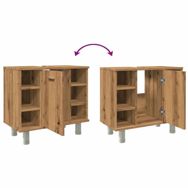 vidaXL badeværelsesskab 60x32x53,5 cm konstrueret træ kunsteg