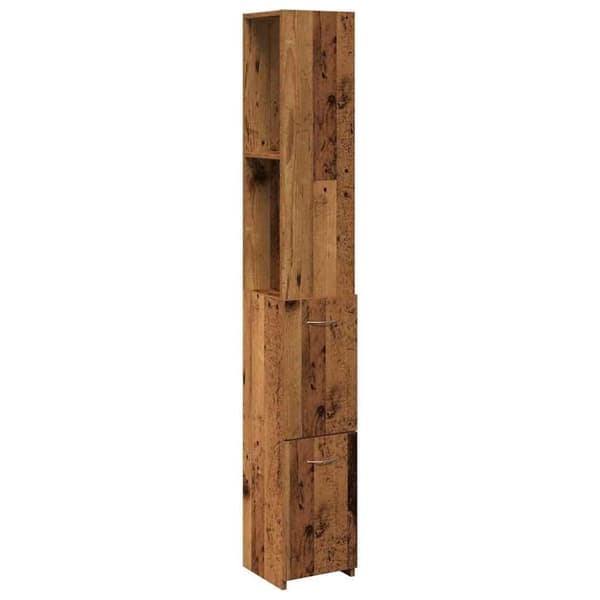 vidaXL Badrumsskåp åldrat trä 25x25x170 cm konstruerat trä