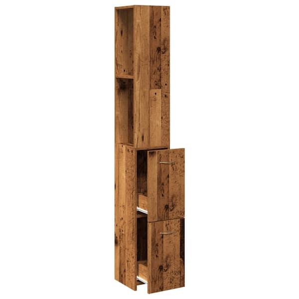 vidaXL Badrumsskåp åldrat trä 25x25x170 cm konstruerat trä
