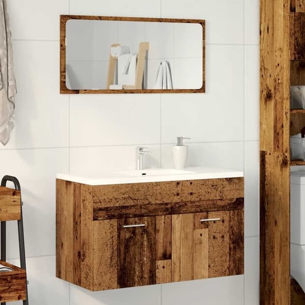 vidaXL badeværelsesvaskeskab 80x38,5x46 cm konstrueret træ antikt træ