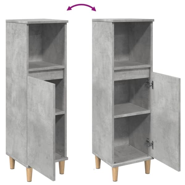 vidaXL Badrumsskåp betonggrå 30x30x100 cm konstruerat trä