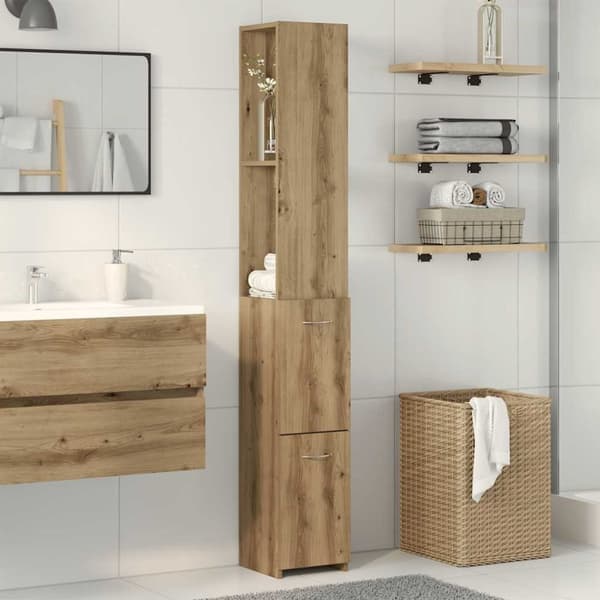 vidaXL badeværelsesskab 25x25x170 cm konstrueret træ kunsteg
