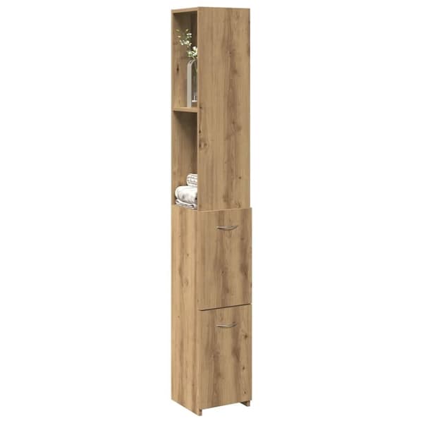 vidaXL badeværelsesskab 25x25x170 cm konstrueret træ kunsteg