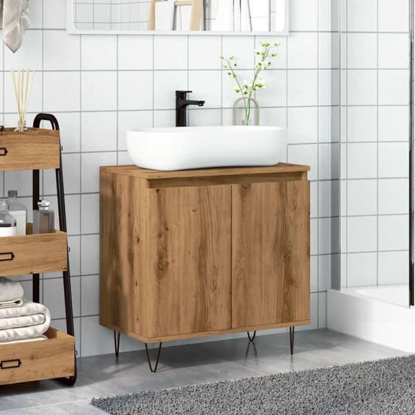 vidaXL badeværelsesskab 58x33x60 cm konstrueret træ kunsteg