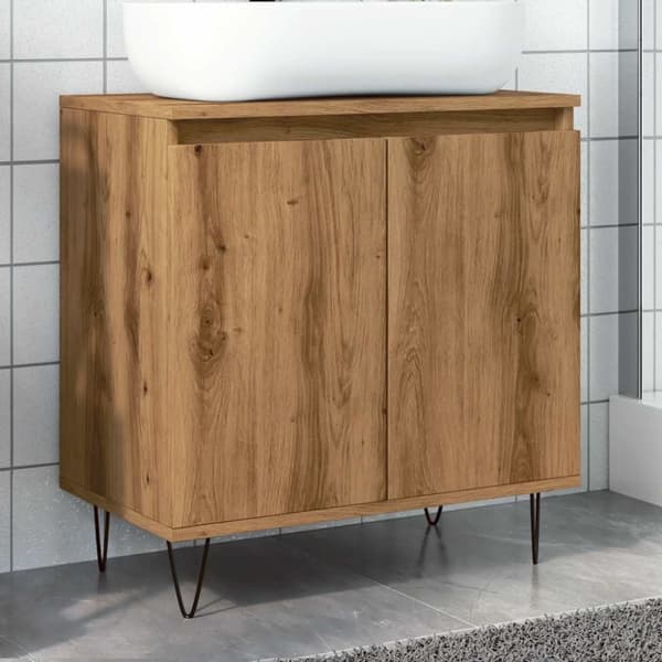 vidaXL badeværelsesskab 58x33x60 cm konstrueret træ kunsteg