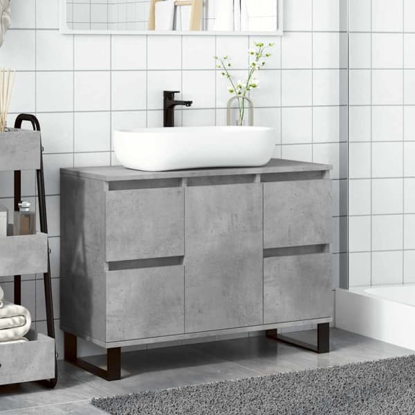 vidaXL Tvättställsskåp betonggrå 80x33x60 cm konstruerat trä