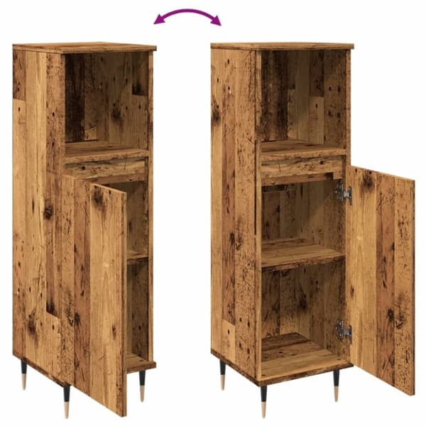 vidaXL Baderomsskap gammelt tre 30x30x100 cm konstruert tre