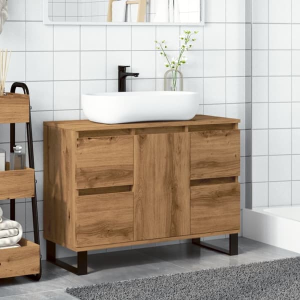 vidaXL underskab til badeværelse 80x33x60 cm konstrueret træ kunsteg