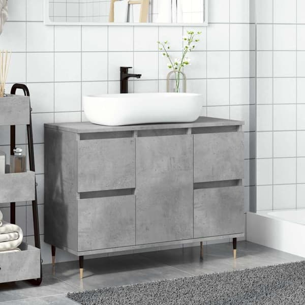 vidaXL badeværelsesskab 80x33x60 cm konstrueret træ betongrå
