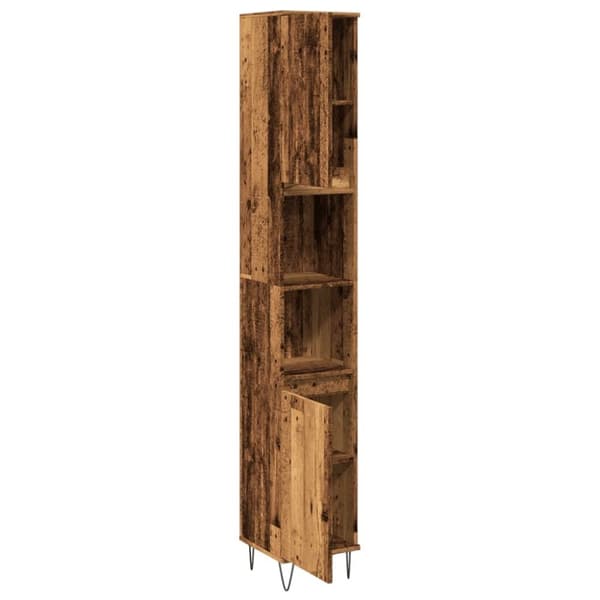 vidaXL badeværelsesskab 30x30x190 cm konstrueret træ gammelt trælook