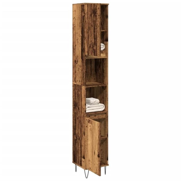 vidaXL badeværelsesskab 30x30x190 cm konstrueret træ gammelt trælook