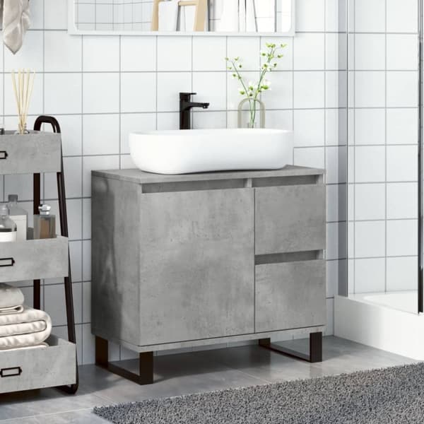 vidaXL Baderomsservantskap betonggrå 65x33x60 cm konstruert tre