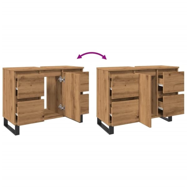 vidaXL Badeservantskap artisan eik 80x33x60 cm konstruert tre