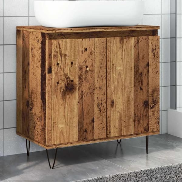vidaXL Kylpyhuoneen kaappi vanha puu 58x33x60 cm tekninen puu