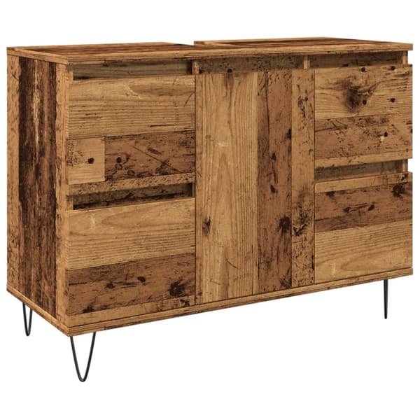 vidaXL badeværelsesskab 80x33x60 cm konstrueret træ gammelt træ-look