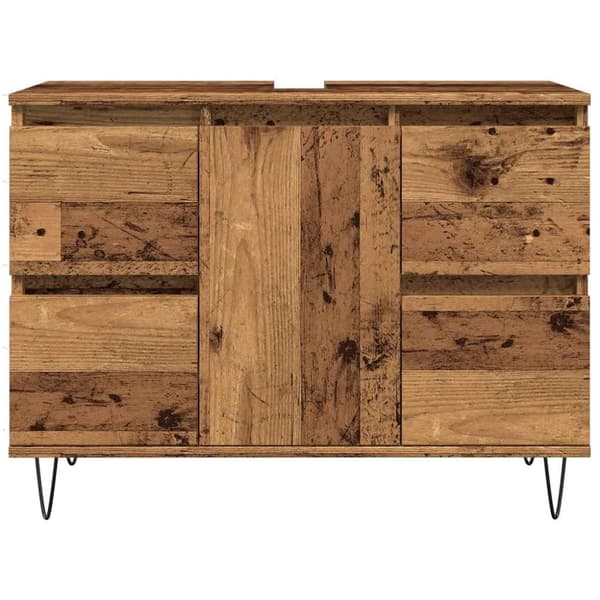 vidaXL badeværelsesskab 80x33x60 cm konstrueret træ gammelt træ-look