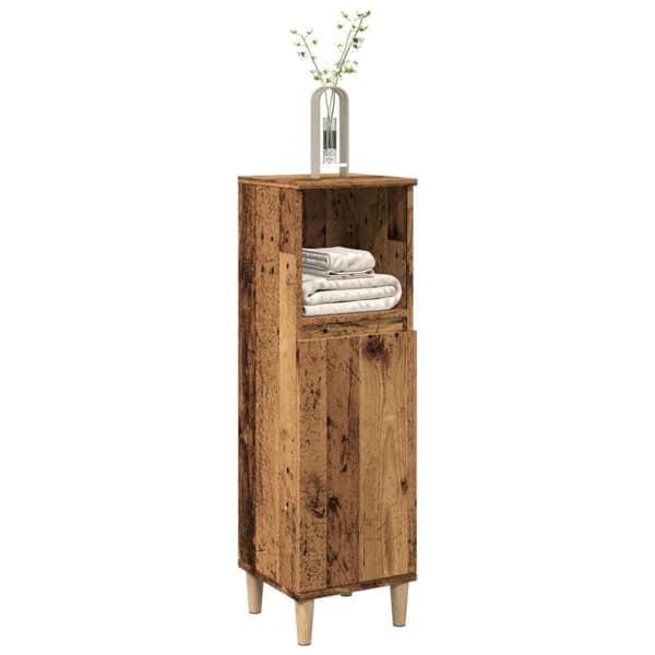 vidaXL badeværelsesskab 30x30x100 cm konstrueret træ gammelt trælook