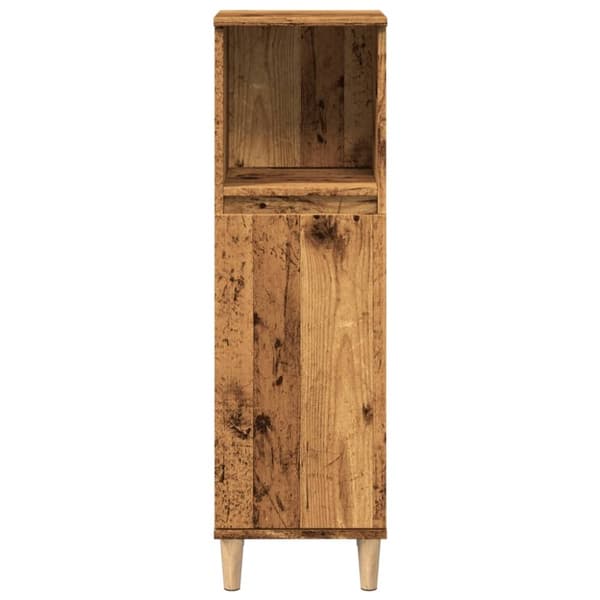 vidaXL badeværelsesskab 30x30x100 cm konstrueret træ gammelt trælook