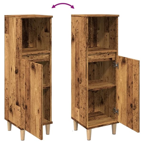 vidaXL badeværelsesskab 30x30x100 cm konstrueret træ gammelt trælook