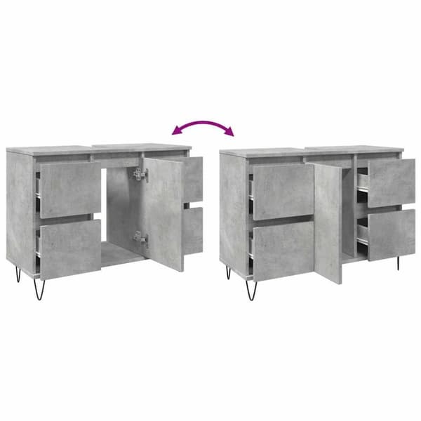 vidaXL badeværelsesskab 80x33x60 cm konstrueret træ betongrå