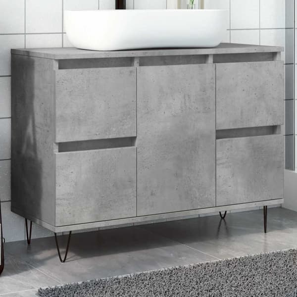 vidaXL badeværelsesskab 80x33x60 cm konstrueret træ betongrå
