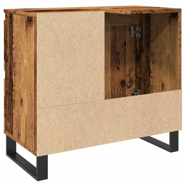 vidaXL Kylpyhuoneen pesuallaskaappi vanhaa puuta 65x33x60 cm