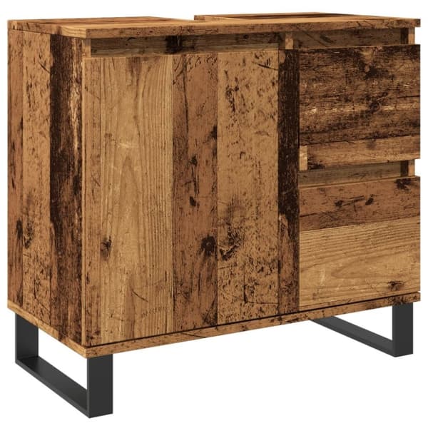 vidaXL Kylpyhuoneen pesuallaskaappi vanhaa puuta 65x33x60 cm