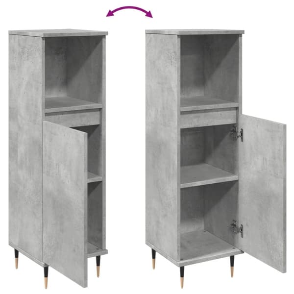 vidaXL Baderomsskap betonggrå 30x30x100 cm konstruert tre