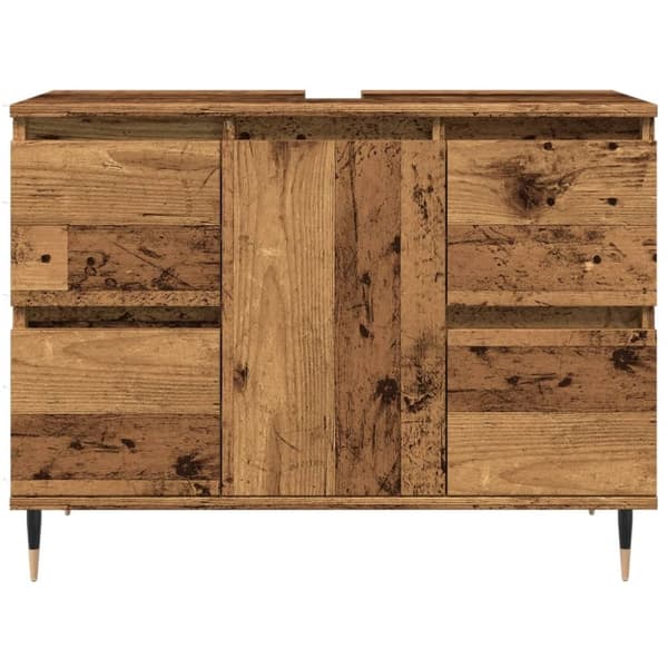 vidaXL Badrumsskåp gammalt trä 80x33x60 cm konstruerat trä