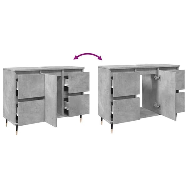 vidaXL Baderomsskap betonggrå 80x33x60 cm konstruert tre