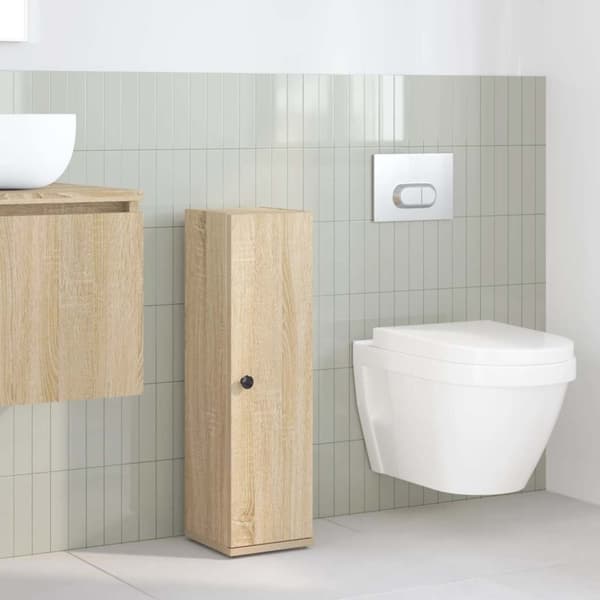 vidaXL badeværelsesskab med rulleholder 20,5x22x72 cm sonoma-eg