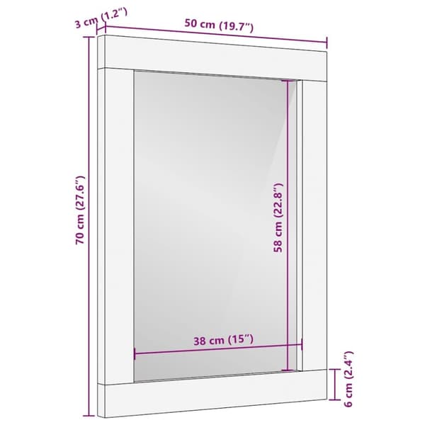 vidaXL Baderomsspeil grå 50x3x70 cm heltre mango