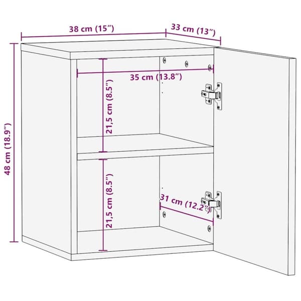 vidaXL Veggmontert baderomsskap svart 38x33x48 cm heltre mango