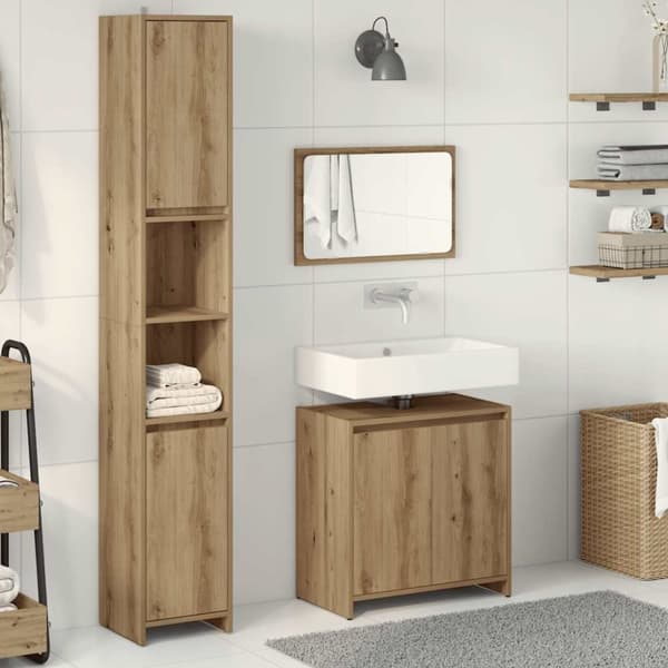 vidaXL Baderomsmøbler 3 deler artisan eik konstruert tre