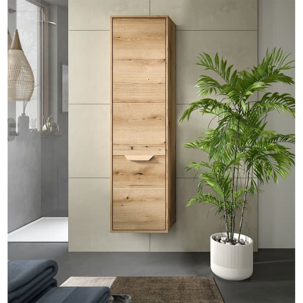 Zeno høyskap til badet vegghengt 1 dør eik dekor.