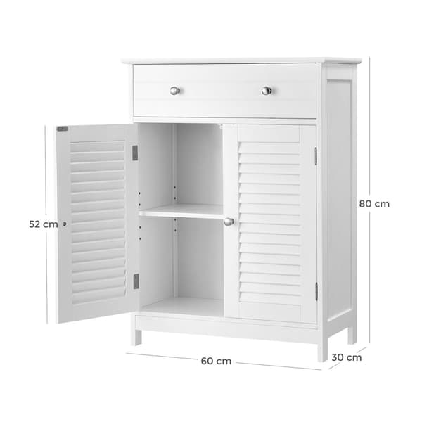 Liten förvaringsenhet med 2 luckor och 1 vit låda - L60 cm
