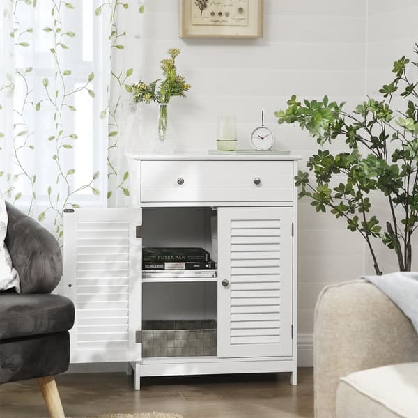 Liten förvaringsenhet med 2 luckor och 1 vit låda - L60 cm