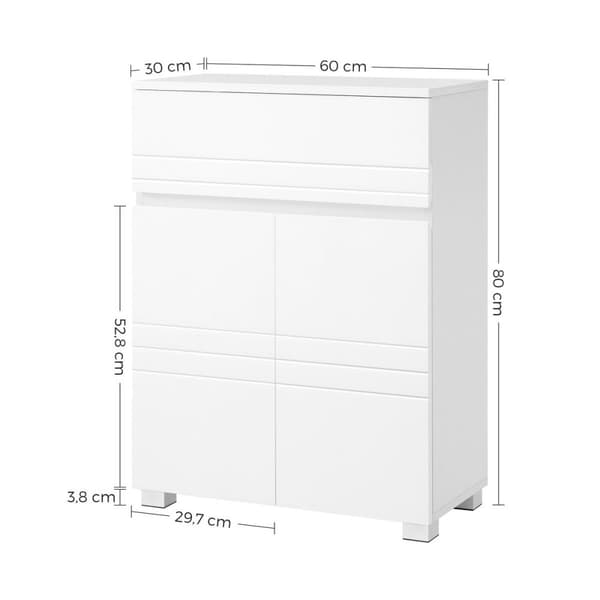 Liten förvaringsenhet med 1 låda och 2 st vitlackerade luckor - H80 cm