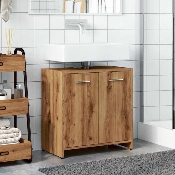 vidaXL Badeservantskap artisan eik 60x33x60 cm konstruert tre
