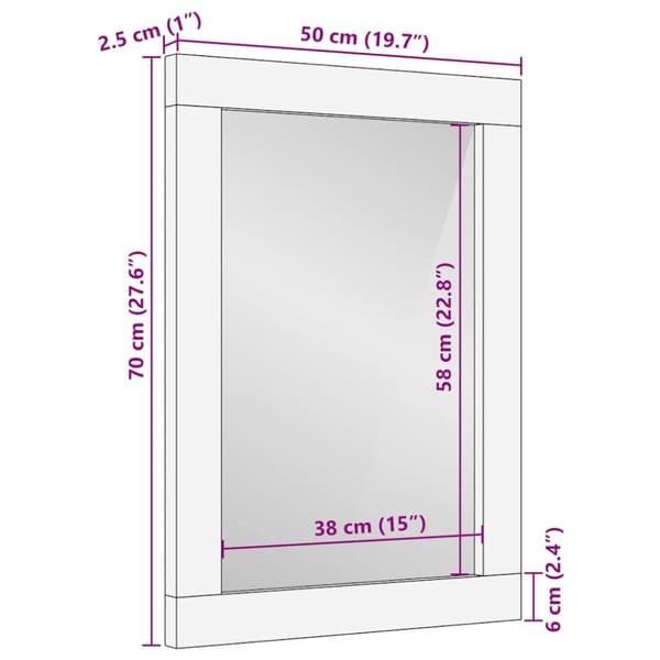 vidaXL Baderomsspeil 50x2,5x70 cm heltre mango
