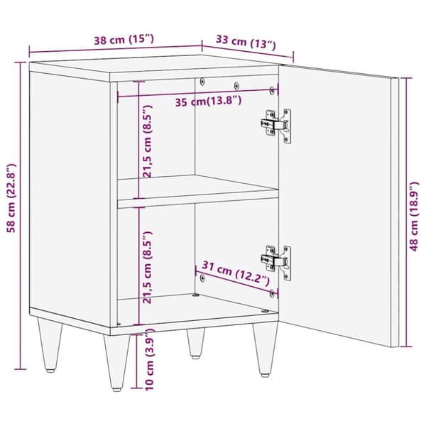 vidaXL Baderomsskap 38x33x58 cm heltre mango