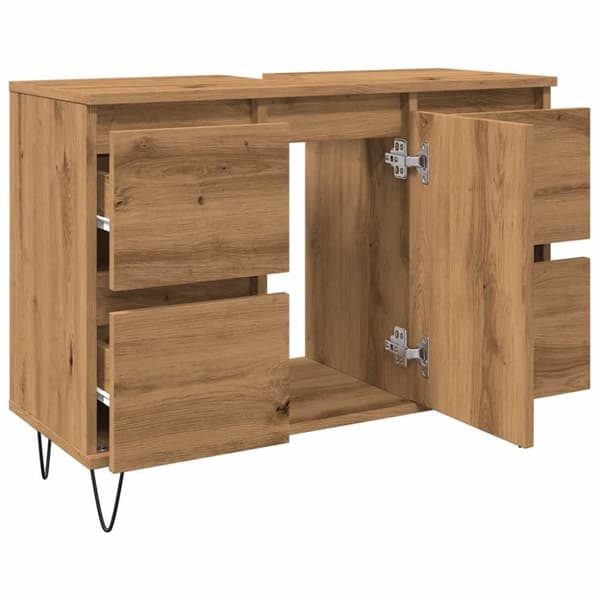 vidaXL badeværelsesskab 80x33x60 cm konstrueret træ kunsteg