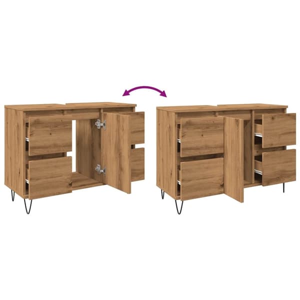 vidaXL badeværelsesskab 80x33x60 cm konstrueret træ kunsteg