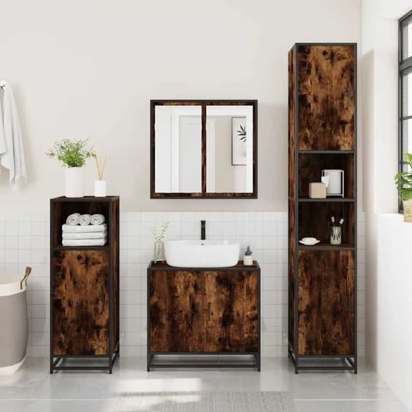 vidaXL Servantskap røkt eik 65x33x60 cm konstruert tre
