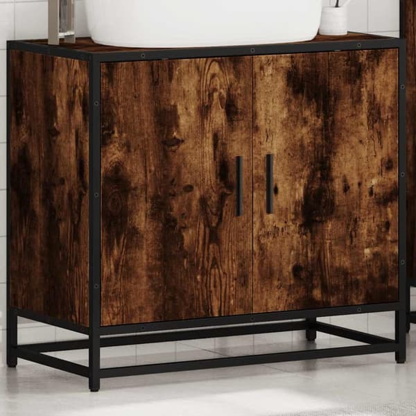 vidaXL Servantskap røkt eik 65x33x60 cm konstruert tre
