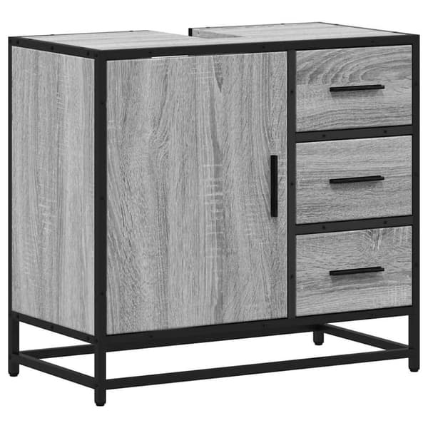 vidaXL skab til håndvask til badeværelse 65x33x60 cm grå sonoma-eg