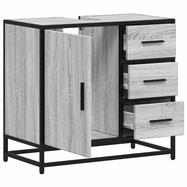 vidaXL skab til håndvask til badeværelse 65x33x60 cm grå sonoma-eg