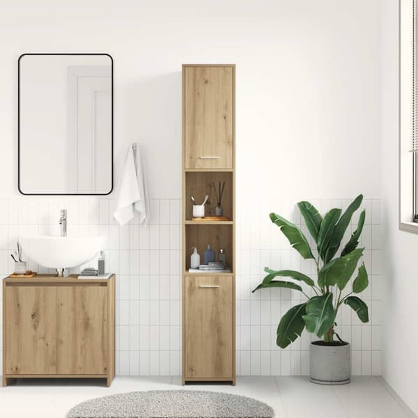 vidaXL Baderomsskap artisan eik 30x30x183,5 cm konstruert tre
