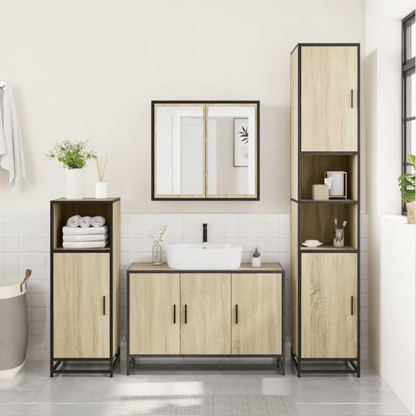 vidaXL Servantskap sonoma eik 90x33x60 cm konstruert tre