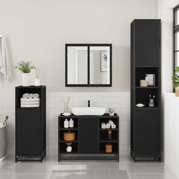 vidaXL Servantskap svart 80x33x60 cm konstruert tre